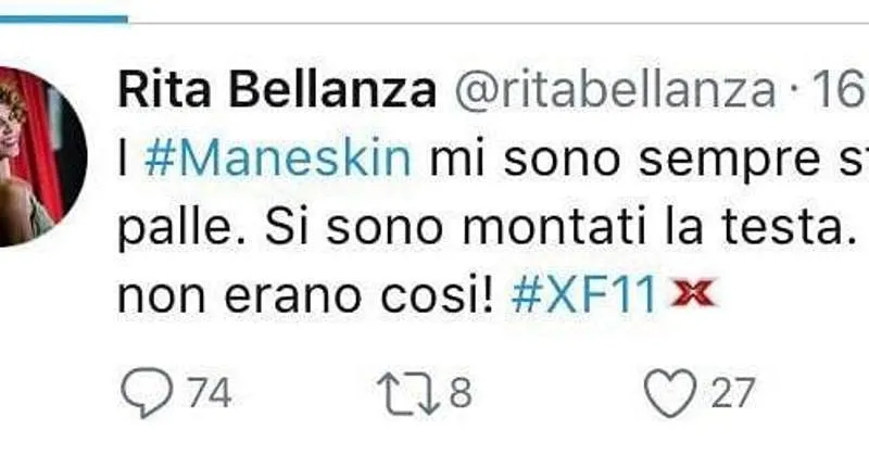 Rita Bellanza contro i Maneskin, giallo sul tweet a X Factor 11