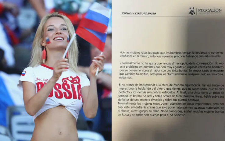 La Federazione calcistica dell’Argentina si scusa per il manuale su come sedurre le donne russe