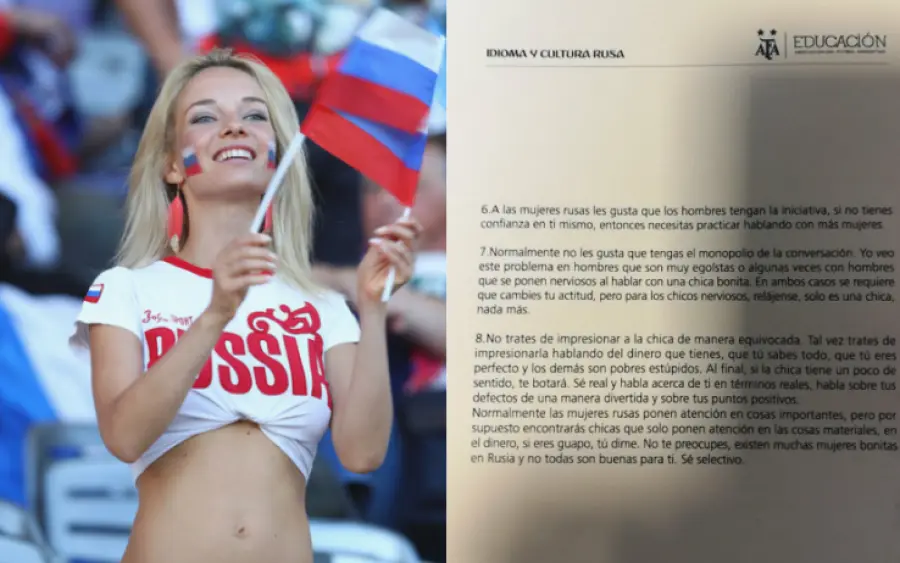 La Federazione calcistica dell'Argentina si scusa per il manuale su come sedurre le donne russe