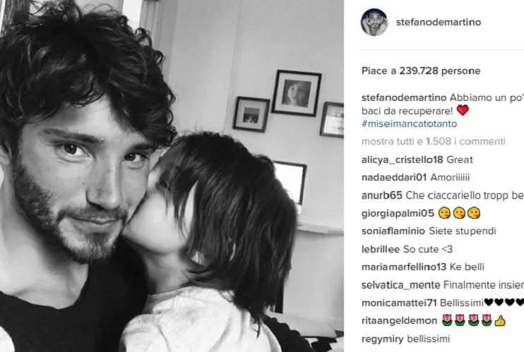 Stefano De Martino Instagram, dopo un mese riabbraccia il figlio Santiago: colpa di Belen Rodriguez?