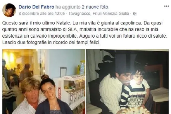 Dario Del Fabro malato di Sla: giudici negano le cure sperimentali