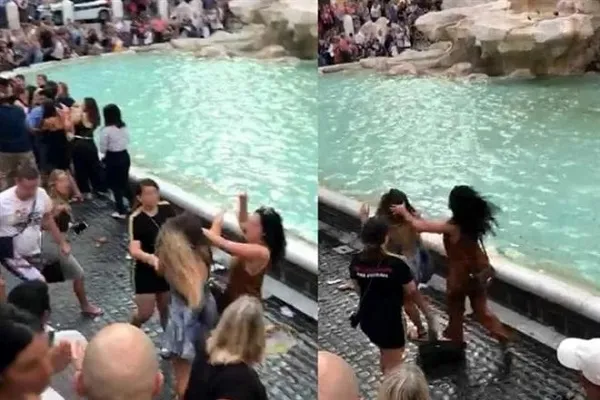 Fontana di Trevi, turiste litigano per un selfie