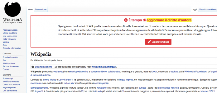 Wikipedia Italia oscura le immagini: a breve la decisione sul copyright