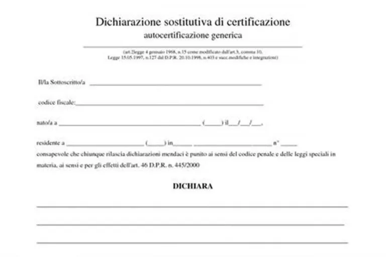 Cos’è e a cosa serve l’autocertificazione generica